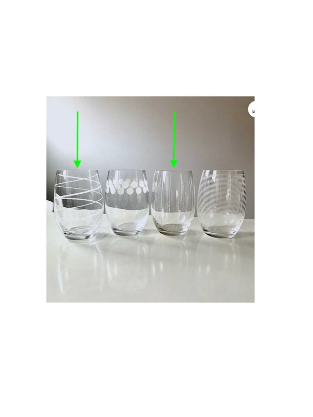 2 Mikasa Cheers Crystal Wine Glasses City Chic Stemless Etched Geometric EUC